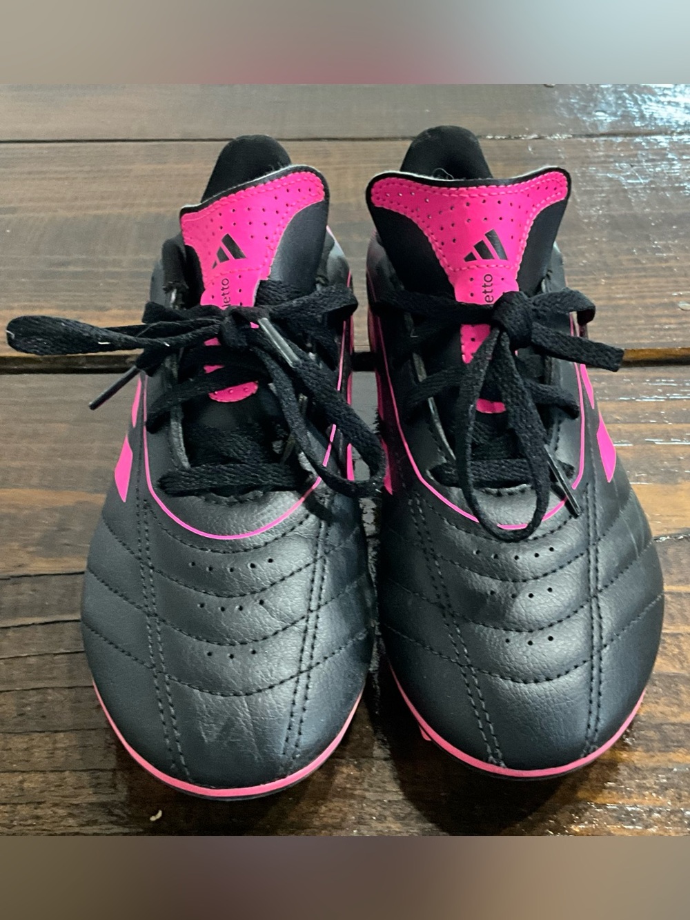 Kids Adidas Goletto IX Soccer Cleats Black and Pink US Size 3